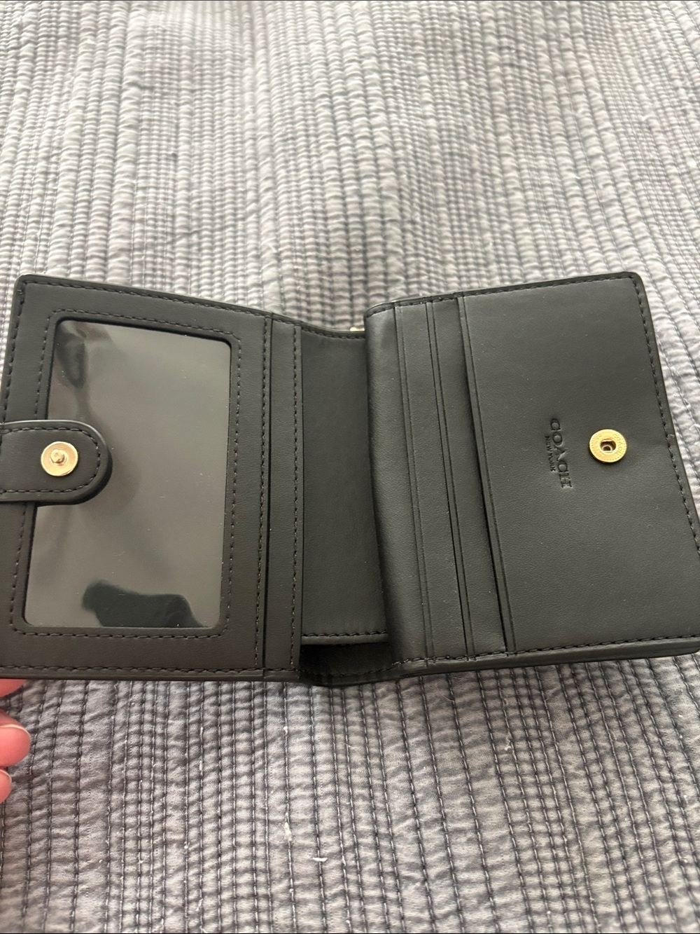COACH Black Pebbled Leather Compact wallet - Picture 2 of 4